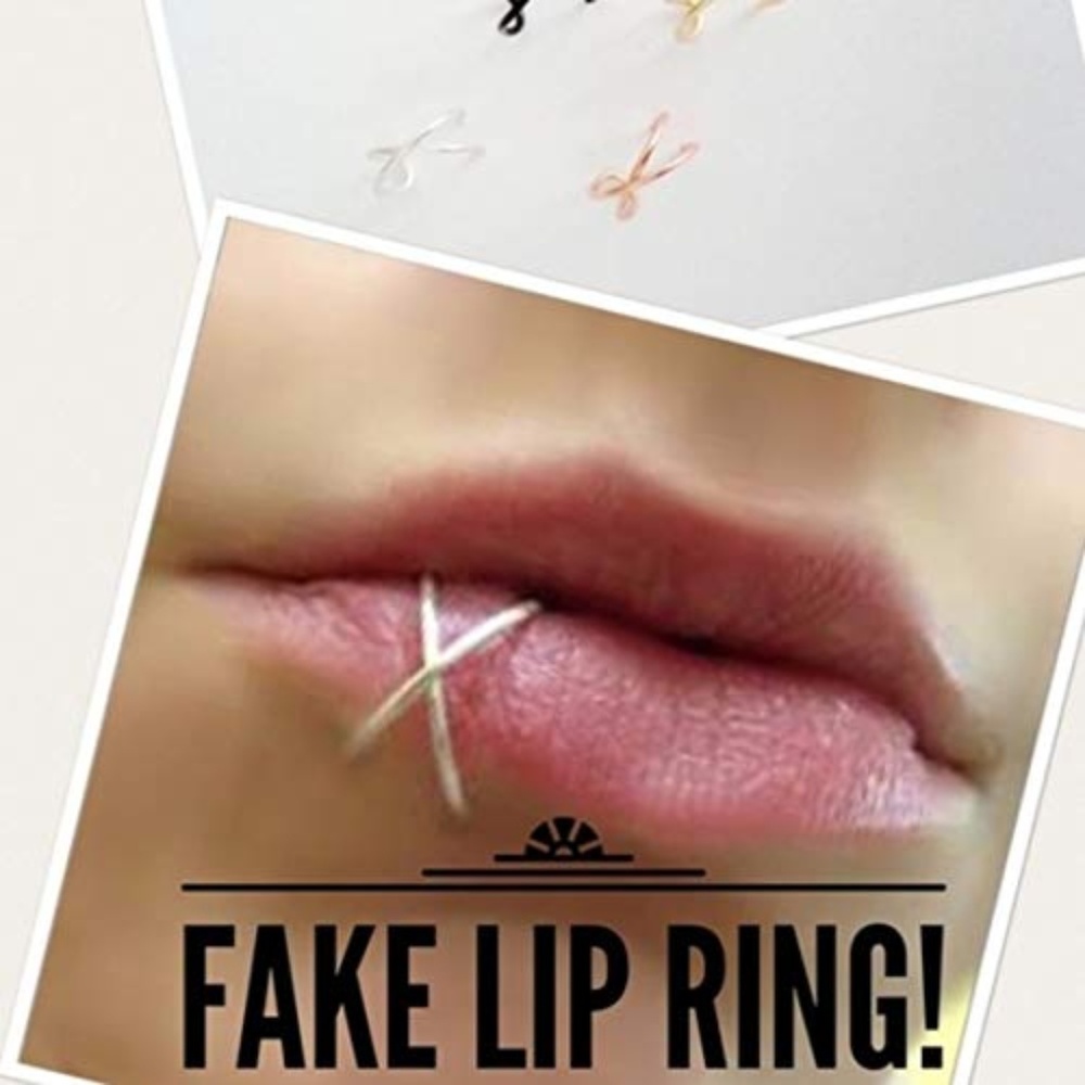 4 x criss cross fake lip rings clip on piercing
